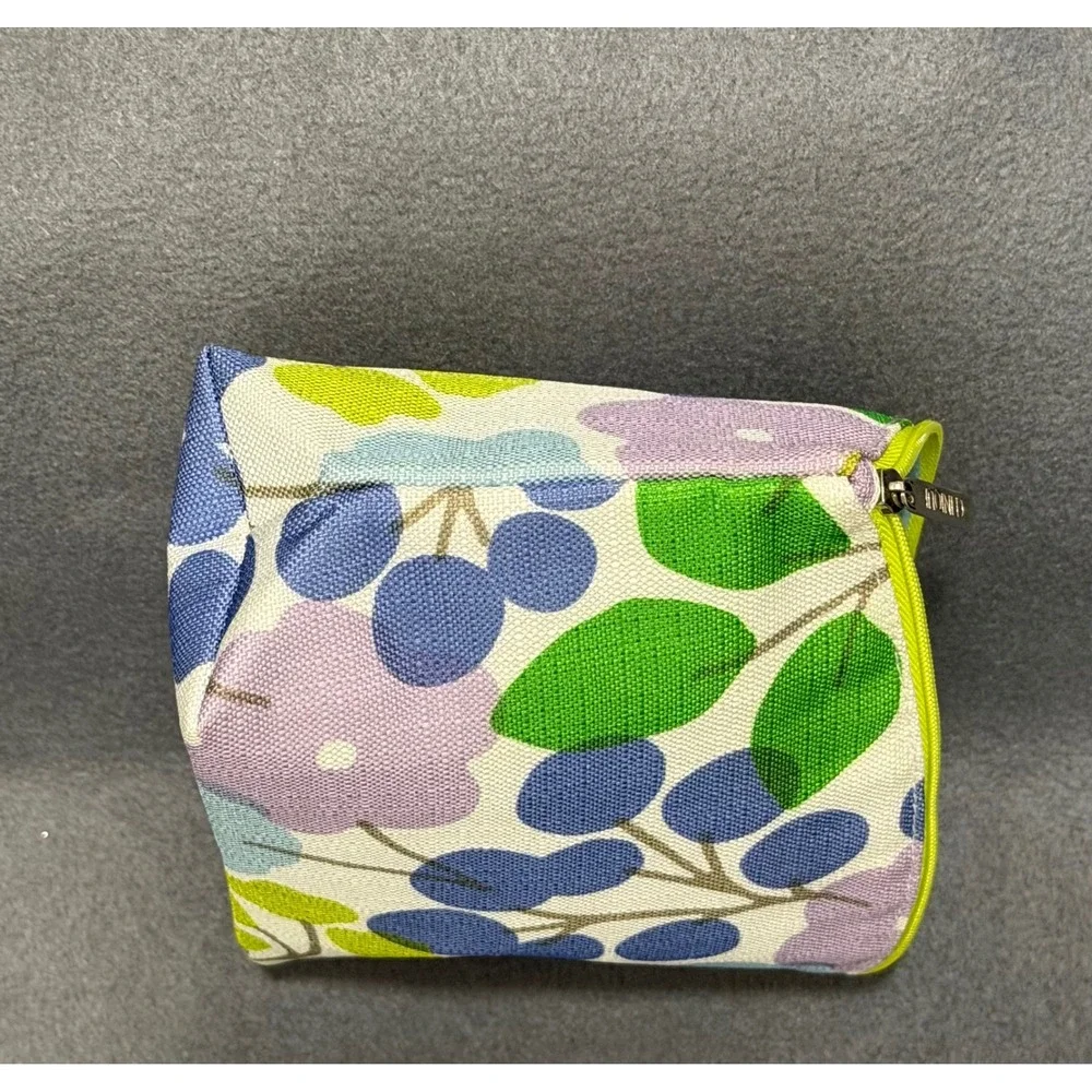 Clinique Floral Cosmetic Bag Canvas Zip Makeup Pouch botanical travel beauty